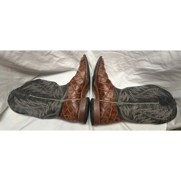 Anderson Bean Horsepower Seas the Day HP1823 Square Toe COWBOY BOOTS 9.5 D Fish - Picture 9 of 9